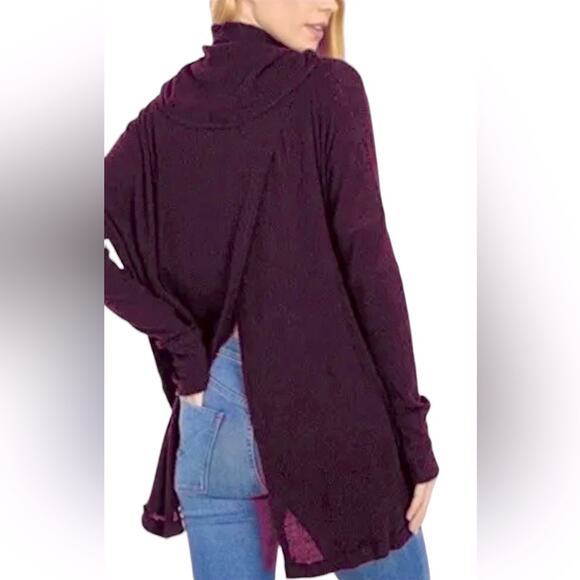 NWT FREE PEOPLE Juicy Long Sleeve Waffle Knit Sweater in Color Date Night Size S - Picture 2 of 7